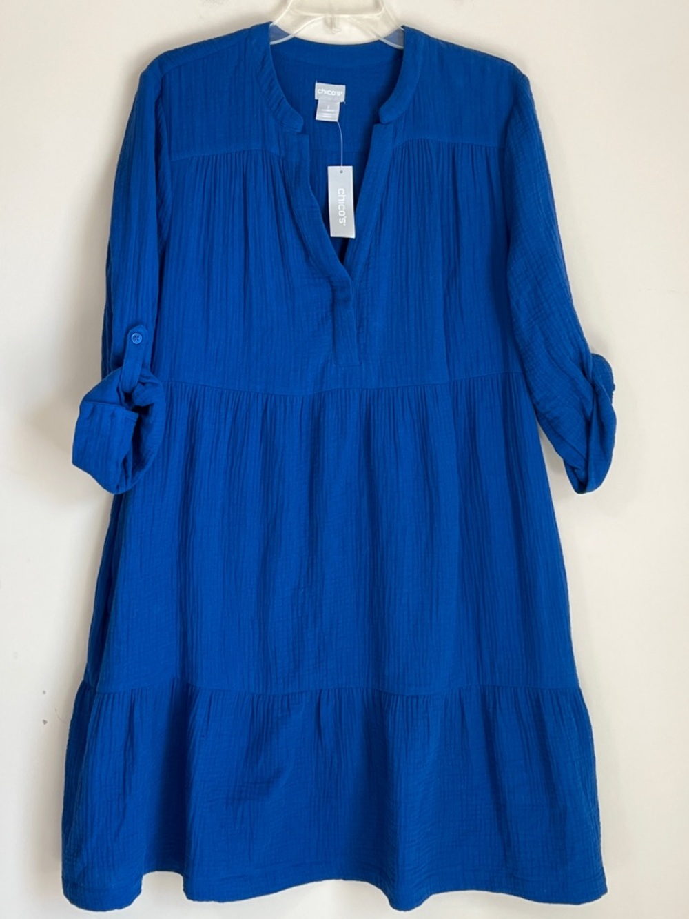 NWT Chicos Tiered Sundress Blue Size 2 or Large 12
